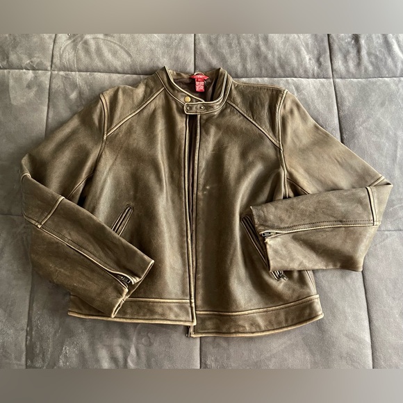 Sundance Jackets & Blazers - Sundance Catalog Brown “Legend” Leather Moto Jacket - EUC - size 16
